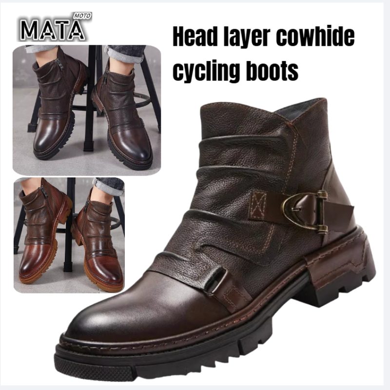 Motorcycle Gear Up - Hot Retro Men's Motorcycle Leather Boots