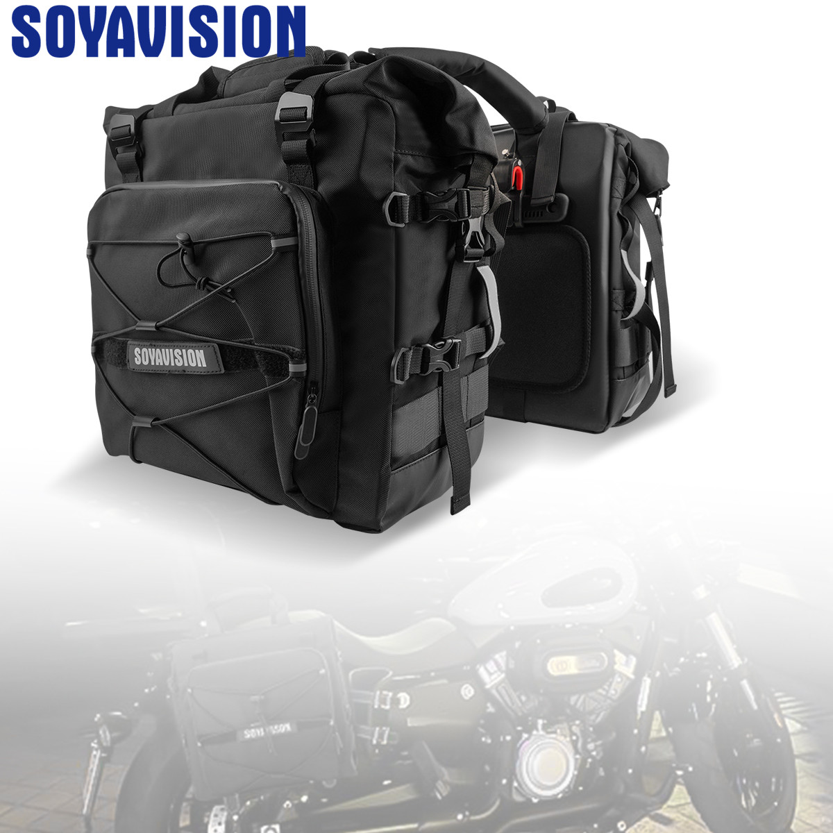 Motorcycle Gear Wall Mount - Motorcycle Side Bags Waterproof 20L Black