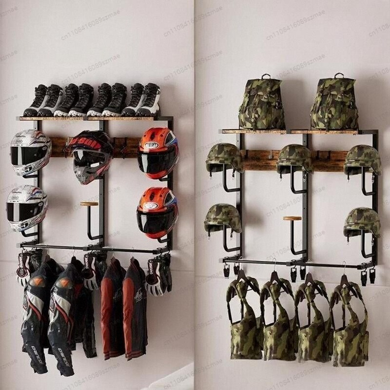 Wall-mounted helmet rack, mult - đánh giá và giá Motorcycle Gear Wall Mount